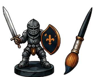Figurine de chevalier et pinceau